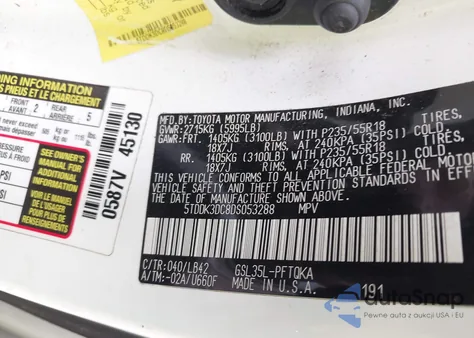 2013 Toyota Sienna Xle 7 Passenger from USA, damaged, VIN 5TDDK3DC8DS053288